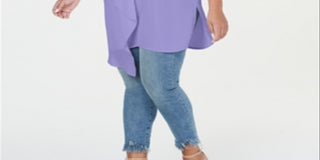 Blusa túnica assimétrica feminina NY Collection, roxa, tamanho 2X