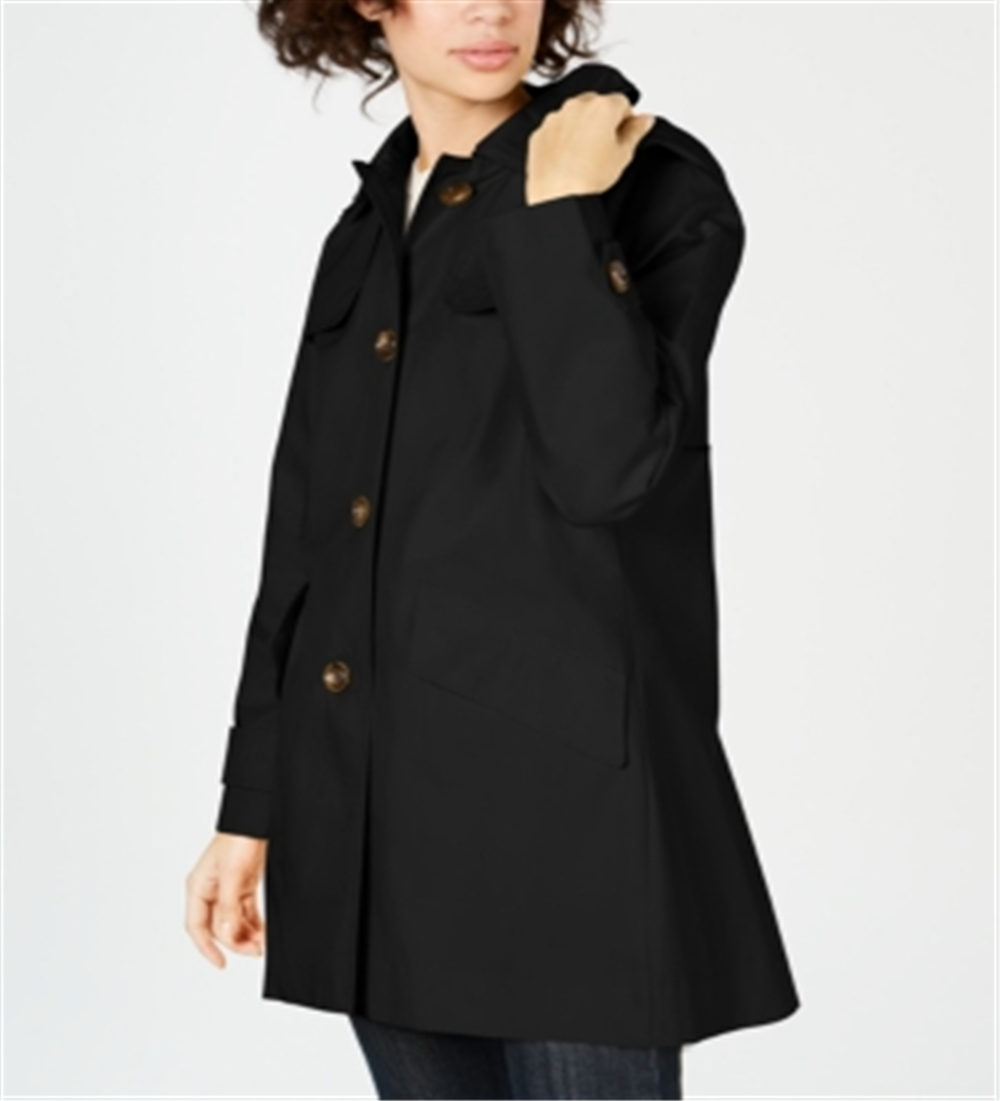 Capa de chuva com capuz London Fog preta, tamanho pequeno M