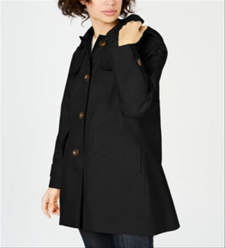 Capa de chuva com capuz London Fog preta, tamanho pequeno M