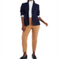 Blazer listrado Riley &amp; Rae Harlow azul marinho tamanho GG
