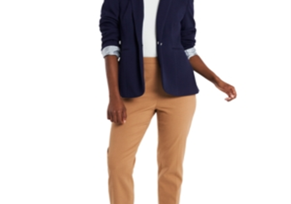 Blazer listrado Riley &amp; Rae Harlow azul marinho tamanho GG
