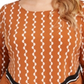 Blusa feminina Alfani estampada com bainha em V marrom tamanho 1X