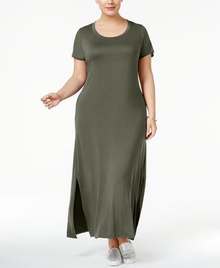 Camiseta feminina estilo &amp; co, vestido longo verde, tamanho 1X