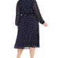 Vestido-camisa estampado com cinto Alfani feminino, azul, tamanho 22W