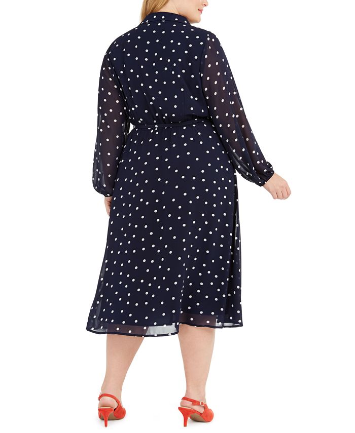 Vestido-camisa estampado com cinto Alfani feminino, azul, tamanho 22W