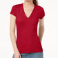 Top canelado com decote em V da Inc International Concepts, vermelho, tamanho G