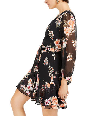 Blusa feminina com estampa floral Bar III, manga curta e flare, tamanho X-G
