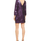Vestido de coquetel curto Trina Turk feminino, manga 3/4, roxo, tamanho 2