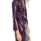 Vestido de coquetel curto Trina Turk feminino, manga 3/4, roxo, tamanho 2