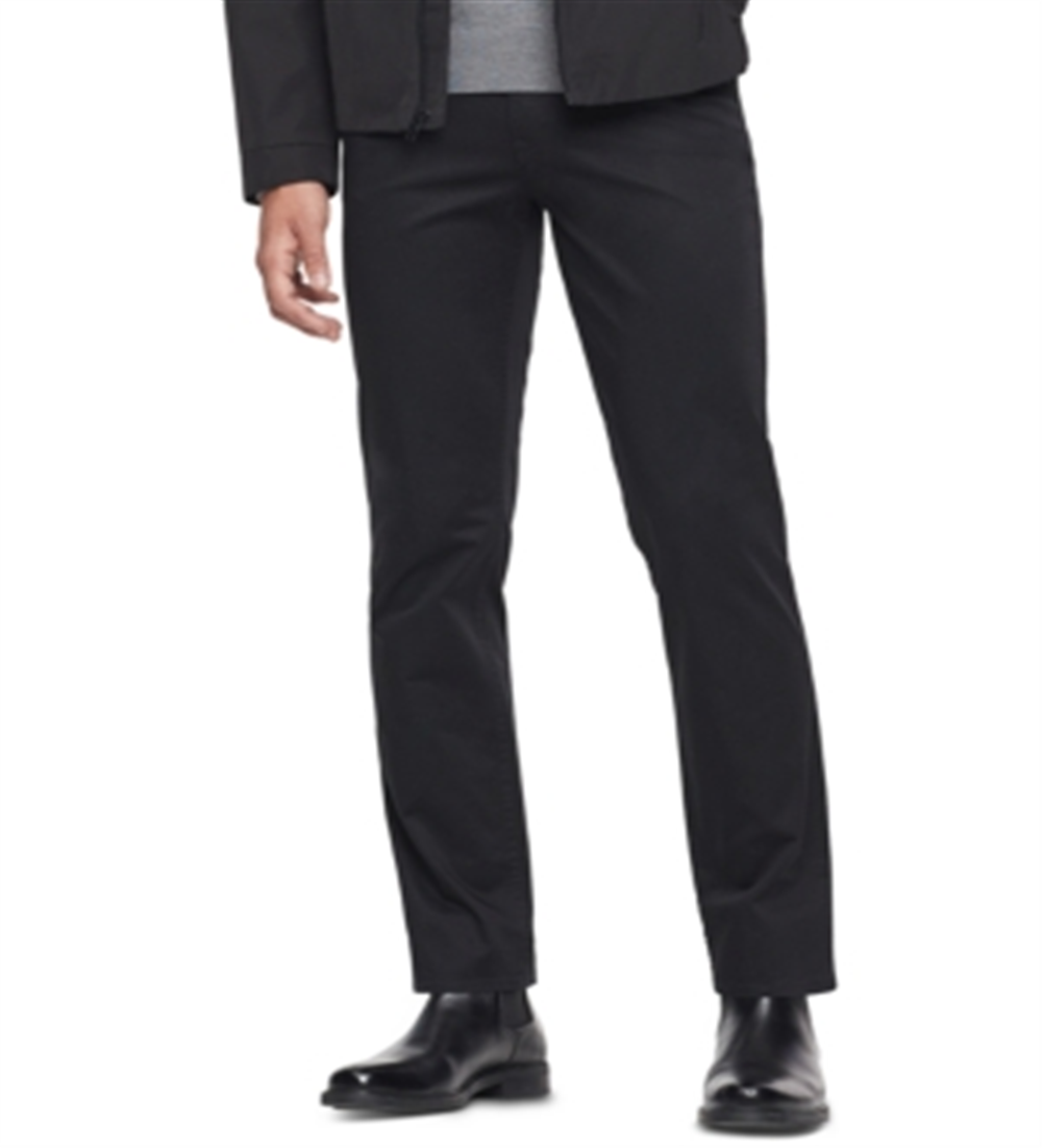 Calça Calvin Klein Masculina Slim Fit Autêntica de Cetim com Cinco Bolsos Preta Tamanho 38X30