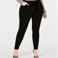 Calça jeans skinny feminina com amarração na cintura e rosa da Celebrity, tamanho 22W, preta