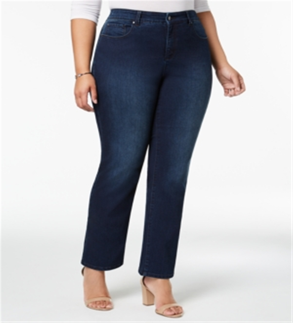 Calça jeans feminina Charter Club Lexington Tummy Control com perna reta, azul, tamanho 14W