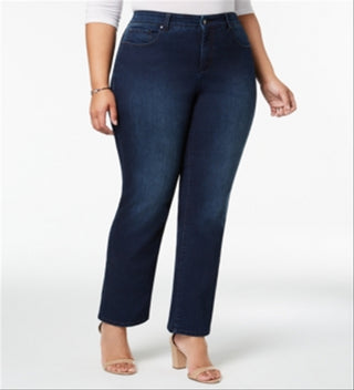 Charter Club Women's Lexington Tummy Control Straight Leg Jeans Blue Size 14W