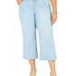 Jeans feminino estilo &amp; co, cropped, perna larga, azul, tamanho pequeno pequeno