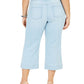Jeans feminino estilo &amp; co, cropped, perna larga, azul, tamanho pequeno pequeno