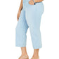 Jeans feminino estilo &amp; co, cropped, perna larga, azul, tamanho pequeno pequeno