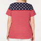 Camiseta feminina Karen Scott Americana Stars and Stripes Jeweled, vermelha, tamanho 0X