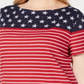 Camiseta feminina Karen Scott Americana Stars and Stripes Jeweled, vermelha, tamanho 0X