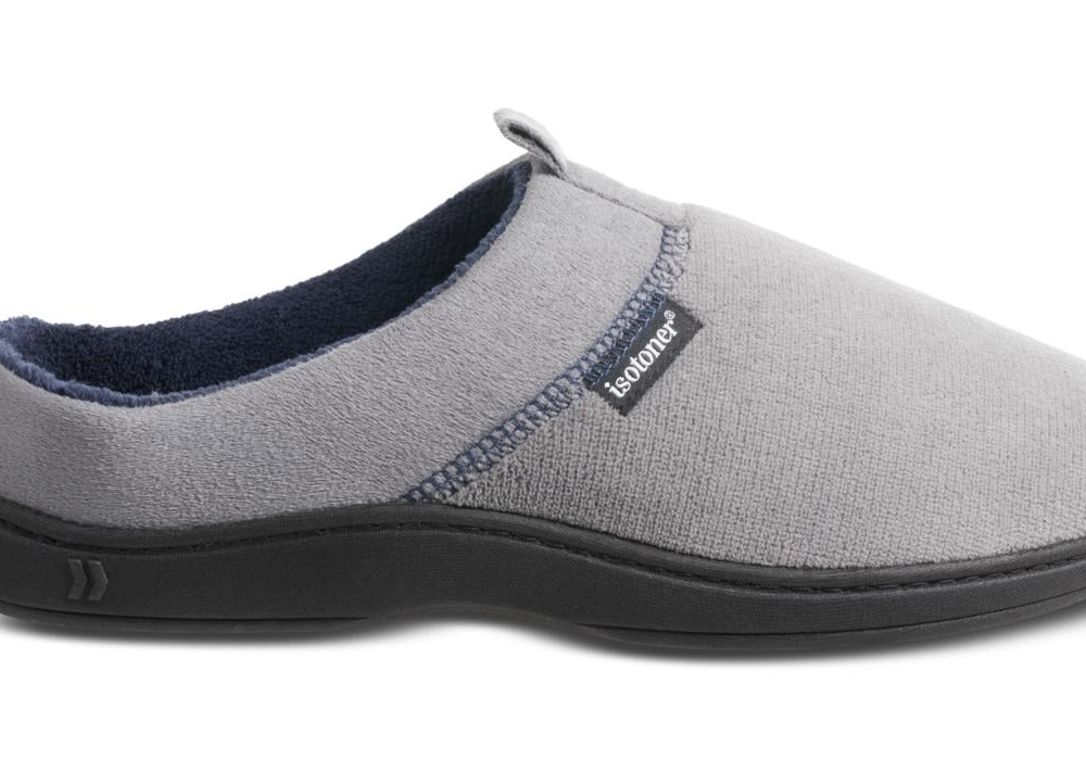 Chinelo masculino Isotoner Jared Hoodback com espuma viscoelástica, cinza, tamanho 2XL