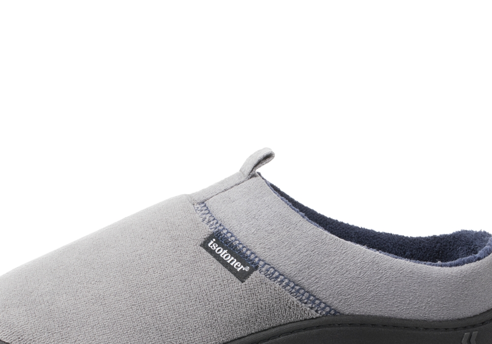 Chinelo masculino Isotoner Jared Hoodback com espuma viscoelástica, cinza, tamanho 2XL