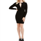 Vestido suéter feminino GUESS com frente torcida e ponto chicote, preto, tamanho X-S