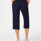 Calça capri feminina texturizada com tachas JM Collection, azul, tamanho extragrande