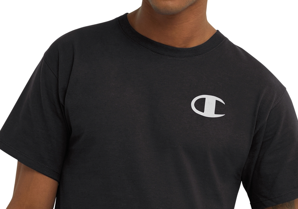 Camiseta masculina Champion Classic Logo Graphic Crewneck, preta, tamanho pequeno