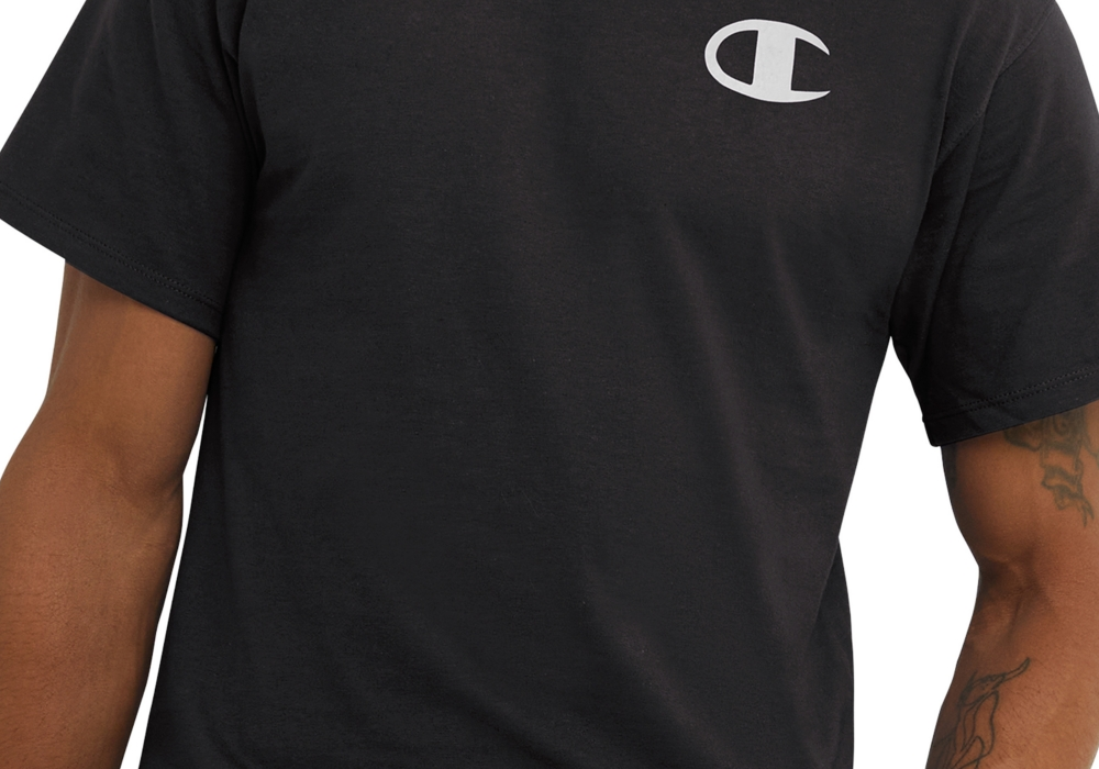 Camiseta masculina Champion Classic Logo Graphic Crewneck, preta, tamanho pequeno