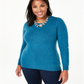Suéter de cashmere com gola redonda feminino Charter Club, azul, tamanho 3X
