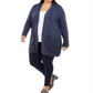 Cardigan feminino Karen Scott com estampa e bordado, azul, tamanho 3X