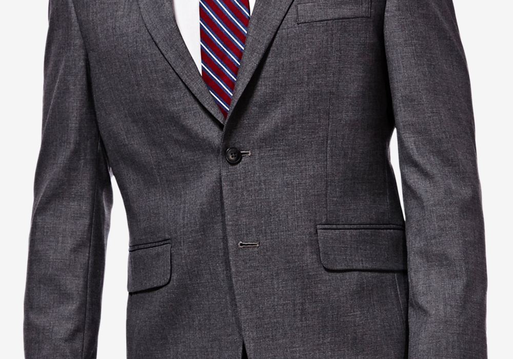 Jaqueta masculina JM Haggar Classic/Regular Fit Stretch Sharkskin Cinza Tamanho 42L