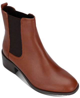 Bota Chelsea Kenneth Cole Comfort Stretch Salt Feminina, bico redondo, salto bloco, sem cadarço, couro, marrom, tamanho 11 M