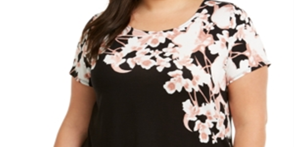 Camiseta feminina estampada Alfani preta tamanho 2X