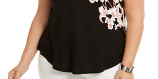 Camiseta feminina estampada Alfani preta tamanho 2X