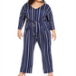 Macacão feminino gaúcho com estampa frontal e amarração NY Collection, azul, tamanho 1X
