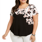 Camiseta feminina estampada Alfani preta tamanho 0X