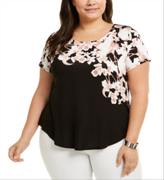 Camiseta feminina estampada Alfani preta tamanho 0X
