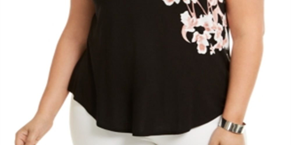 Camiseta feminina estampada Alfani preta tamanho 0X