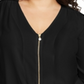 Blusa feminina NY Collection Pebble Crepe com amarração frontal, preta, tamanho 3X