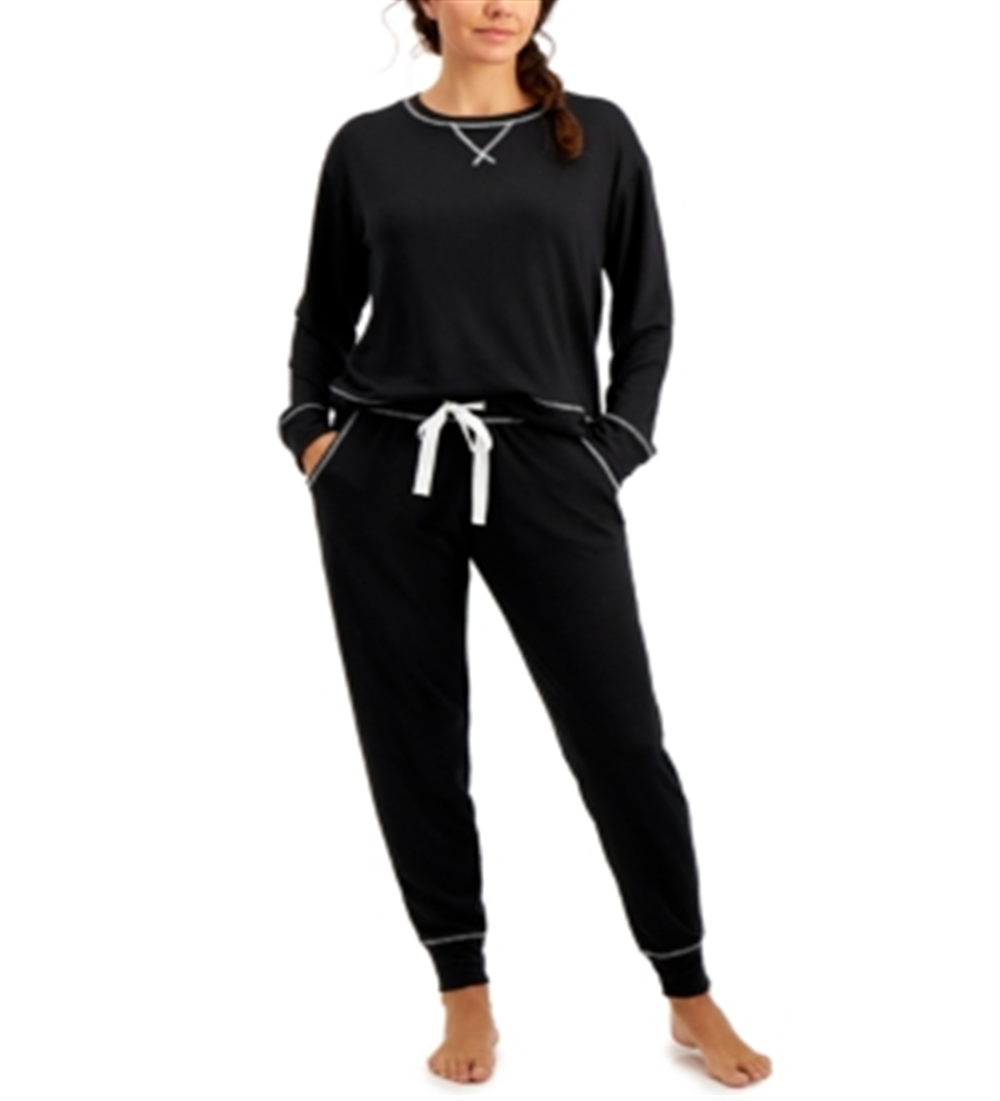 Conjunto de pijama super macio Jenni feminino Twinning, preto, tamanho grande