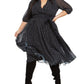 Vestido feminino com cinto e estampa de bolinhas da NY Collection, preto, tamanho 2X