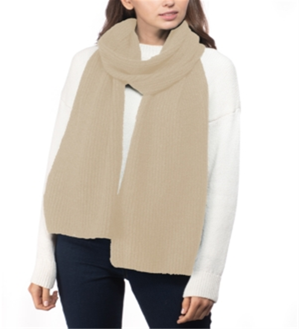 Cachecol feminino canelado liso estilo &amp; co, bege, tamanho regular
