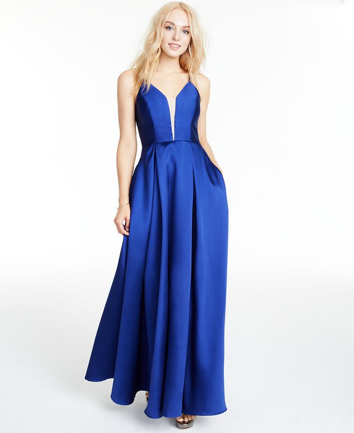 Vestido feminino Speechless com alças finas e decote em V, comprimento total, formal, tamanho 7, azul