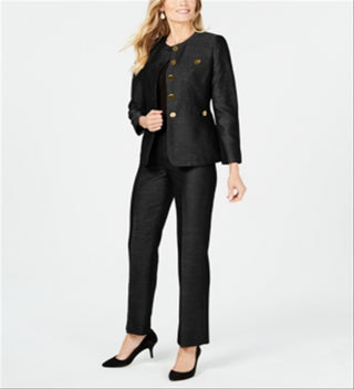 Le Suit Feminino Detalhe de Botão Pantsuit Preto Tamanho 18