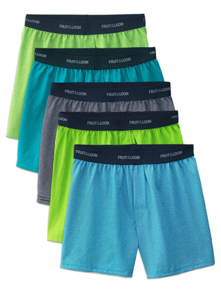 Fruit of the Loom Boys Underwear Pacote com 5 Boxers de Malha de Algodão Cores Sortidas Tamanho GG