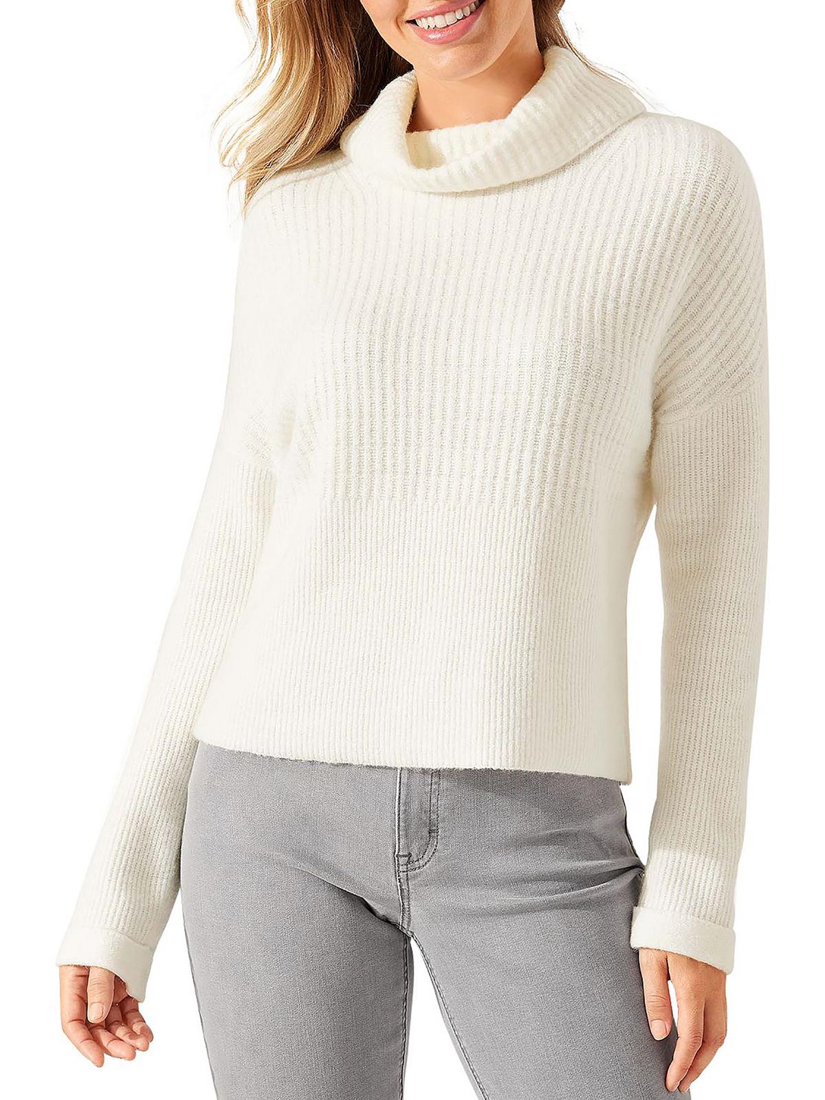 Tommy Bahama Suéter Feminino de Malha com Gola Alta Branco Tamanho P