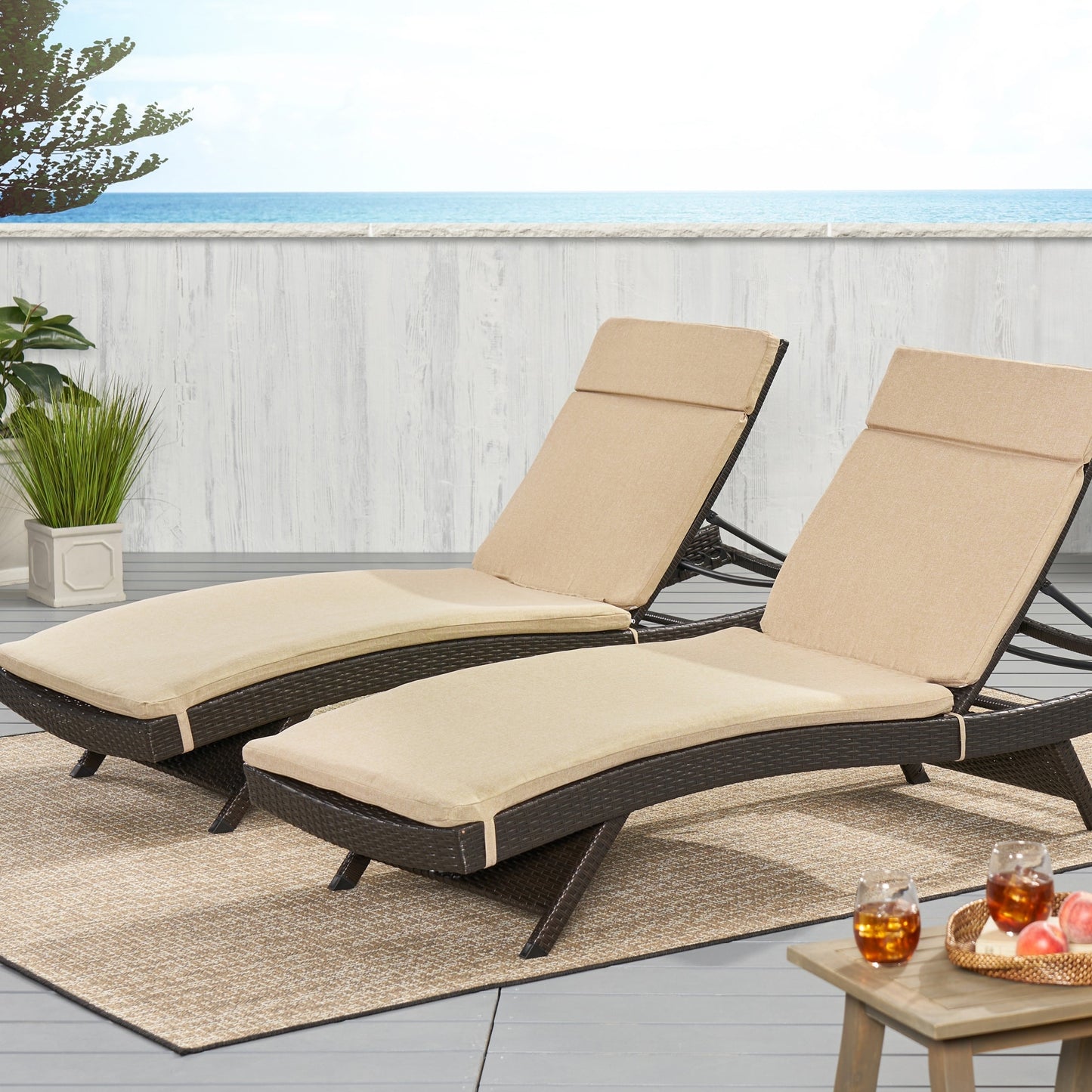 Salem Outdoor Cushion Set for Chaise Lounge  Cushions only Set of 2 by Christopher Knight Home  7925L x 2750W x 150H