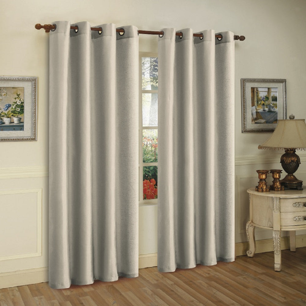 Cortina de janela de seda sintética com ilhós sólidos de 2 painéis J&amp;V TEXTILES com tratamento de 84" de comprimento