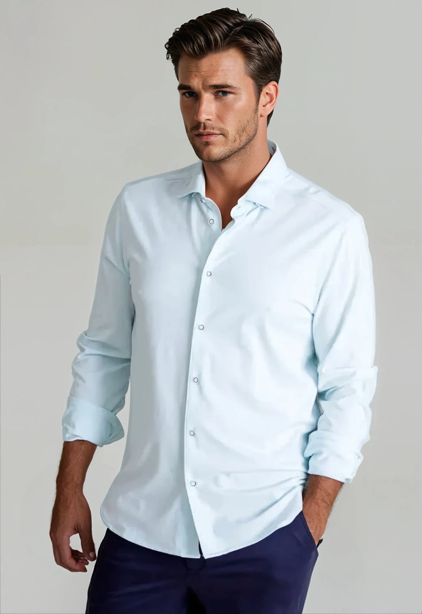 Single Shot' Long Sleeve Tech Shirt - Light Blue
