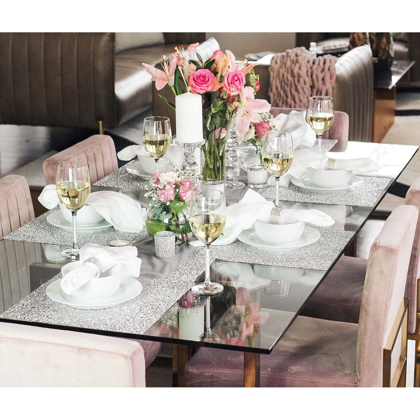 Luminous Square Rhinestone Placemat